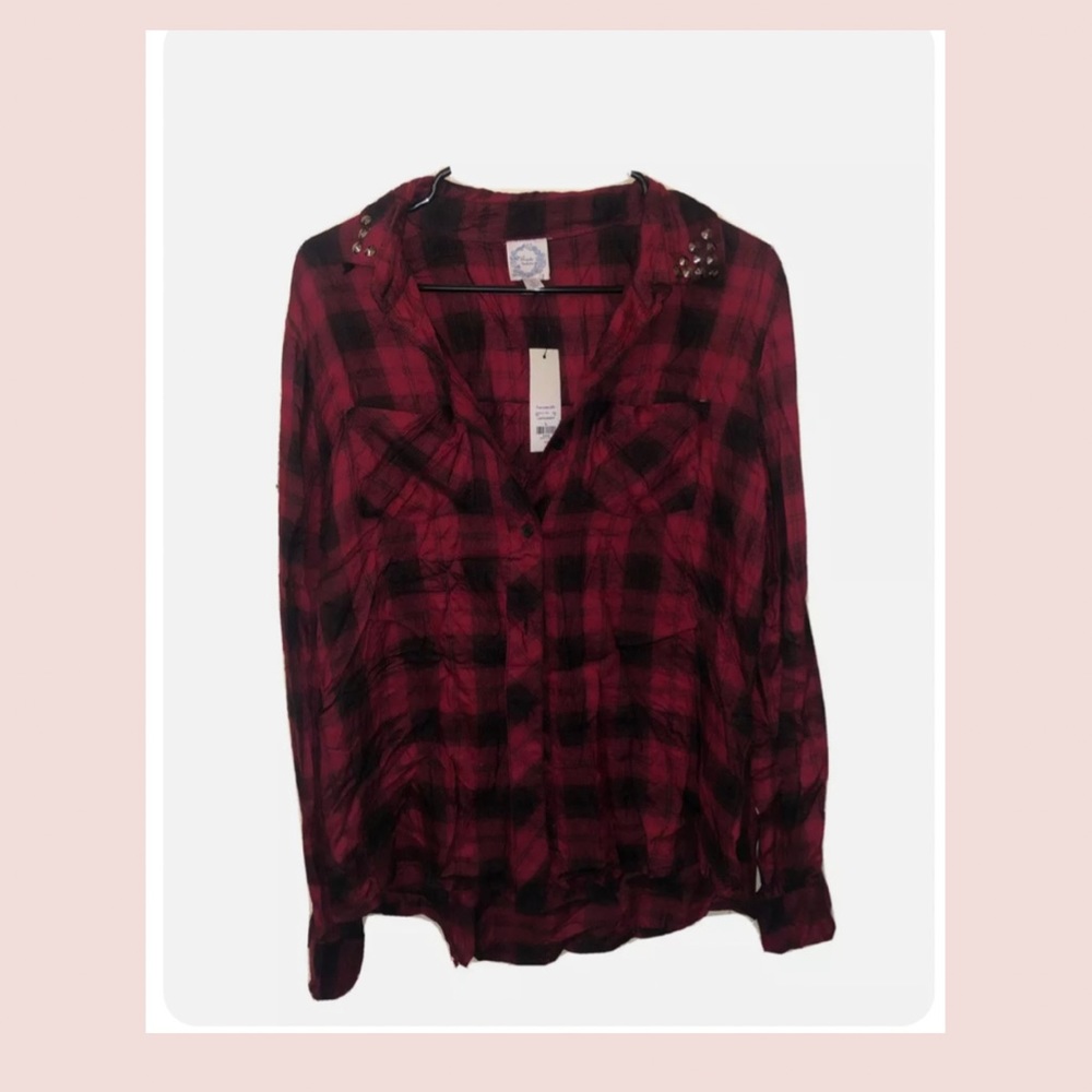 Womens Flannel | Studded Collar | Size L | New